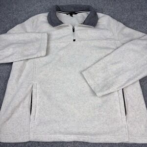 Tek Gear 1/4 Zip Jacket Mens Xl White Gray Pullover Fleece Casual Outdoor Hiking
